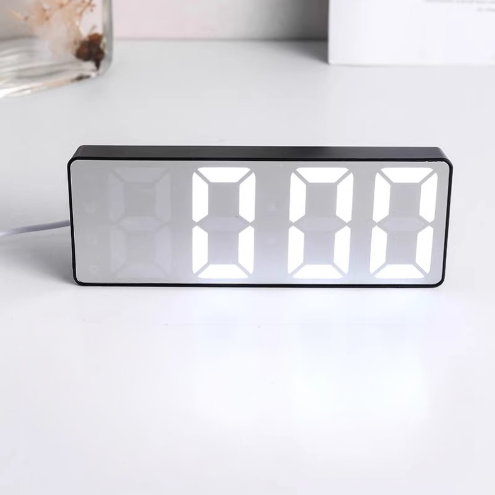 Alarm Clock Digital LED Mirror Display USB Battery Powered