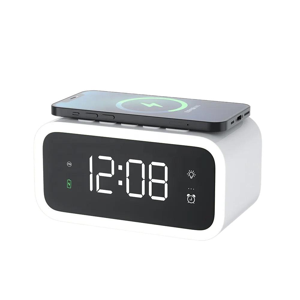 Digital Alarm Clock with LED Display Qi Wireless Charging ABS Plastic