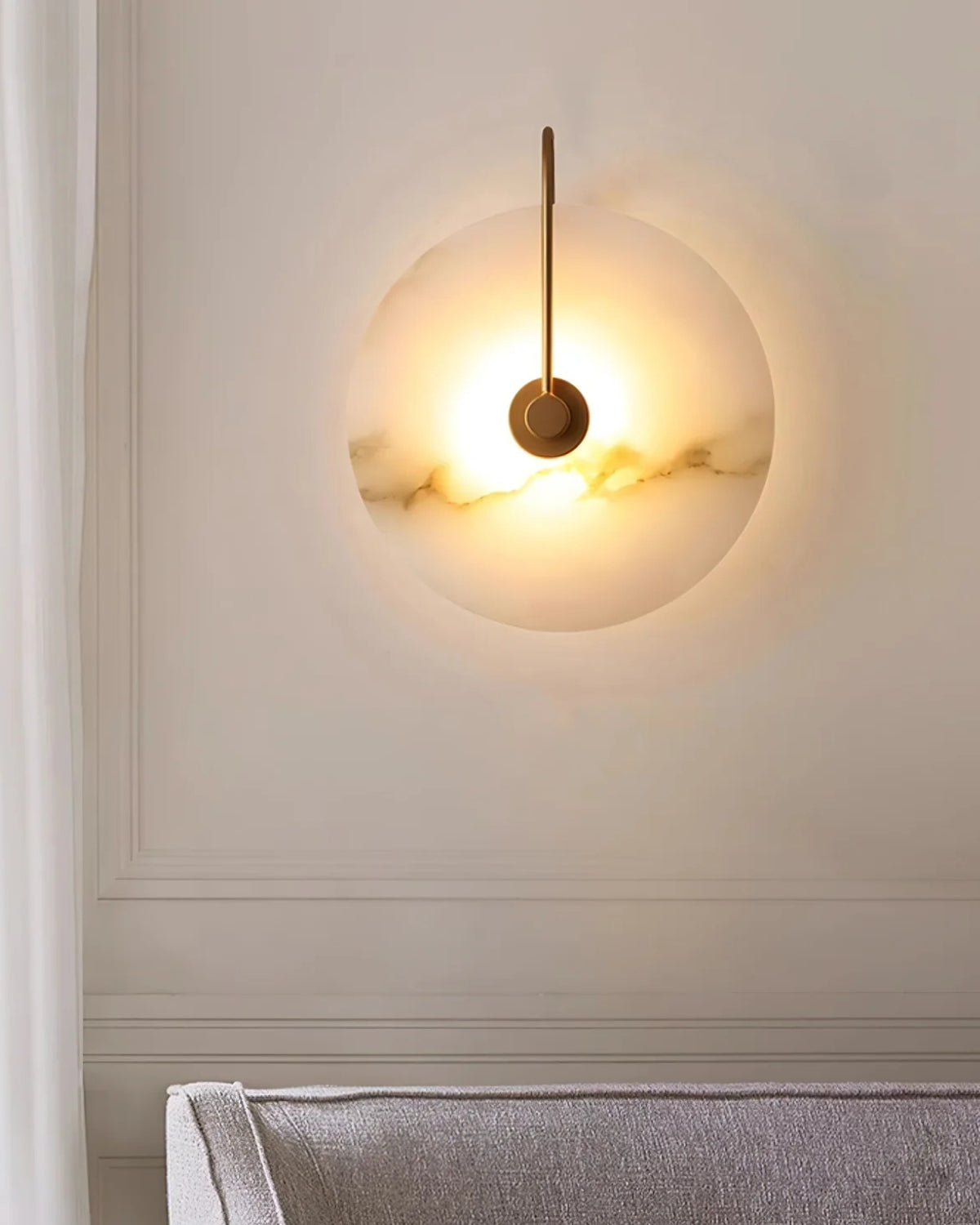 AlbaCiré: Modern LED Wall Light Made of Alabaster in Circular Design – for Bedroom & Living Area