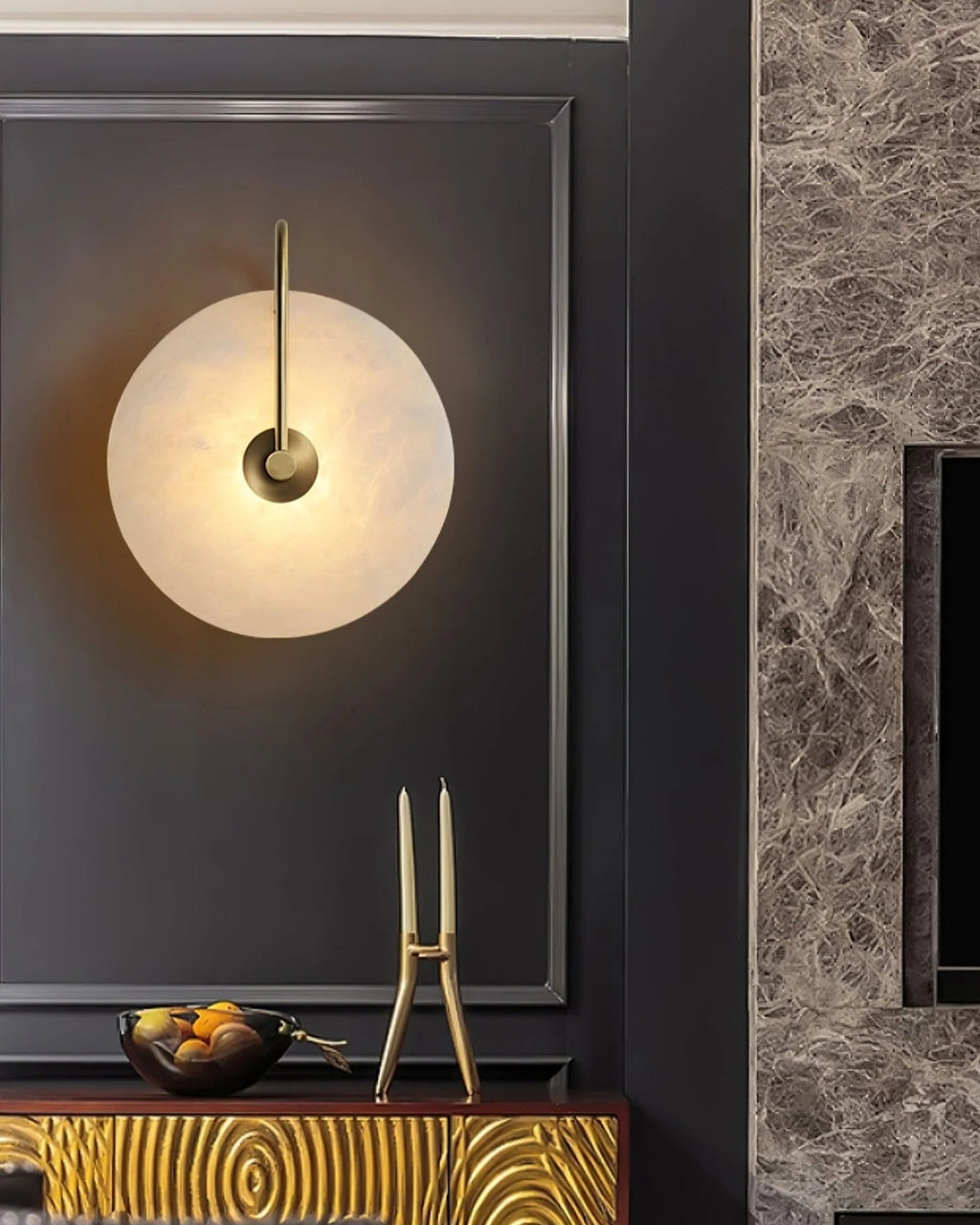 AlbaCiré: Modern LED Wall Light Made of Alabaster in Circular Design – for Bedroom & Living Area