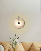AlbaCiré: Modern LED Wall Light Made of Alabaster in Circular Design – for Bedroom & Living Area