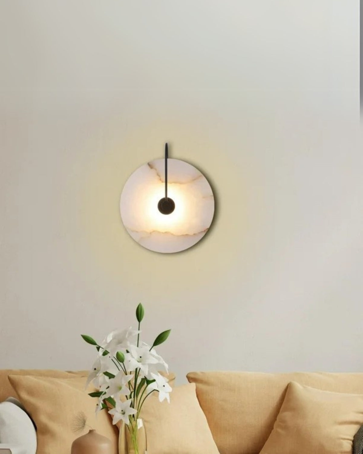 AlbaCiré: Modern LED Wall Light Made of Alabaster in Circular Design – for Bedroom & Living Area