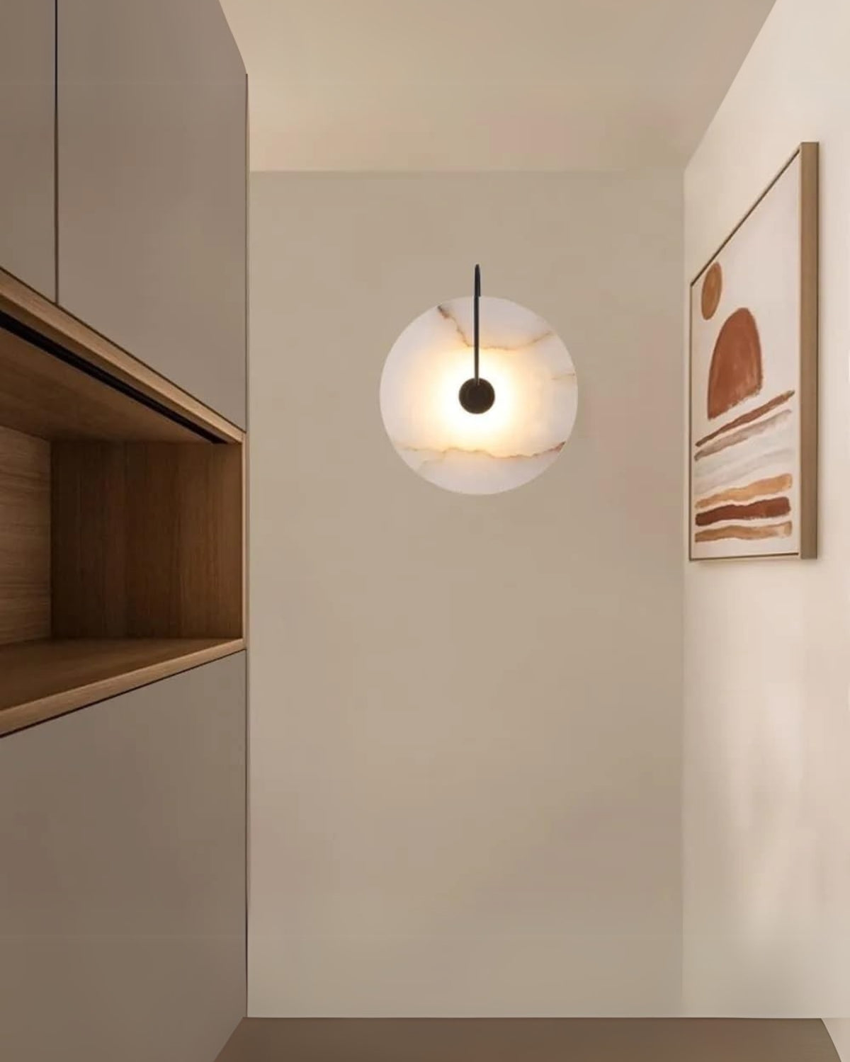 AlbaCiré: Modern LED Wall Light Made of Alabaster in Circular Design – for Bedroom & Living Area