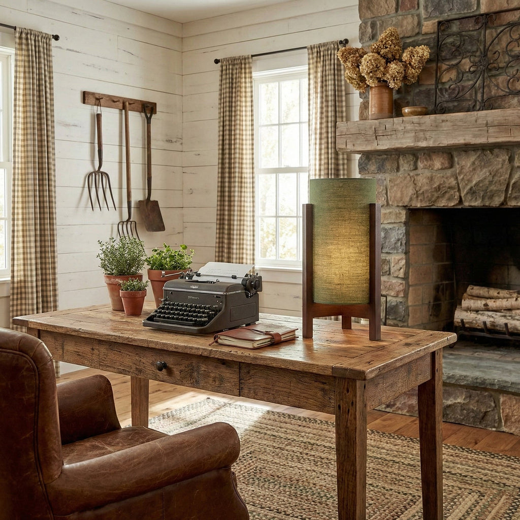 Aliyah Wood & Fabric Lantern Table Lamp