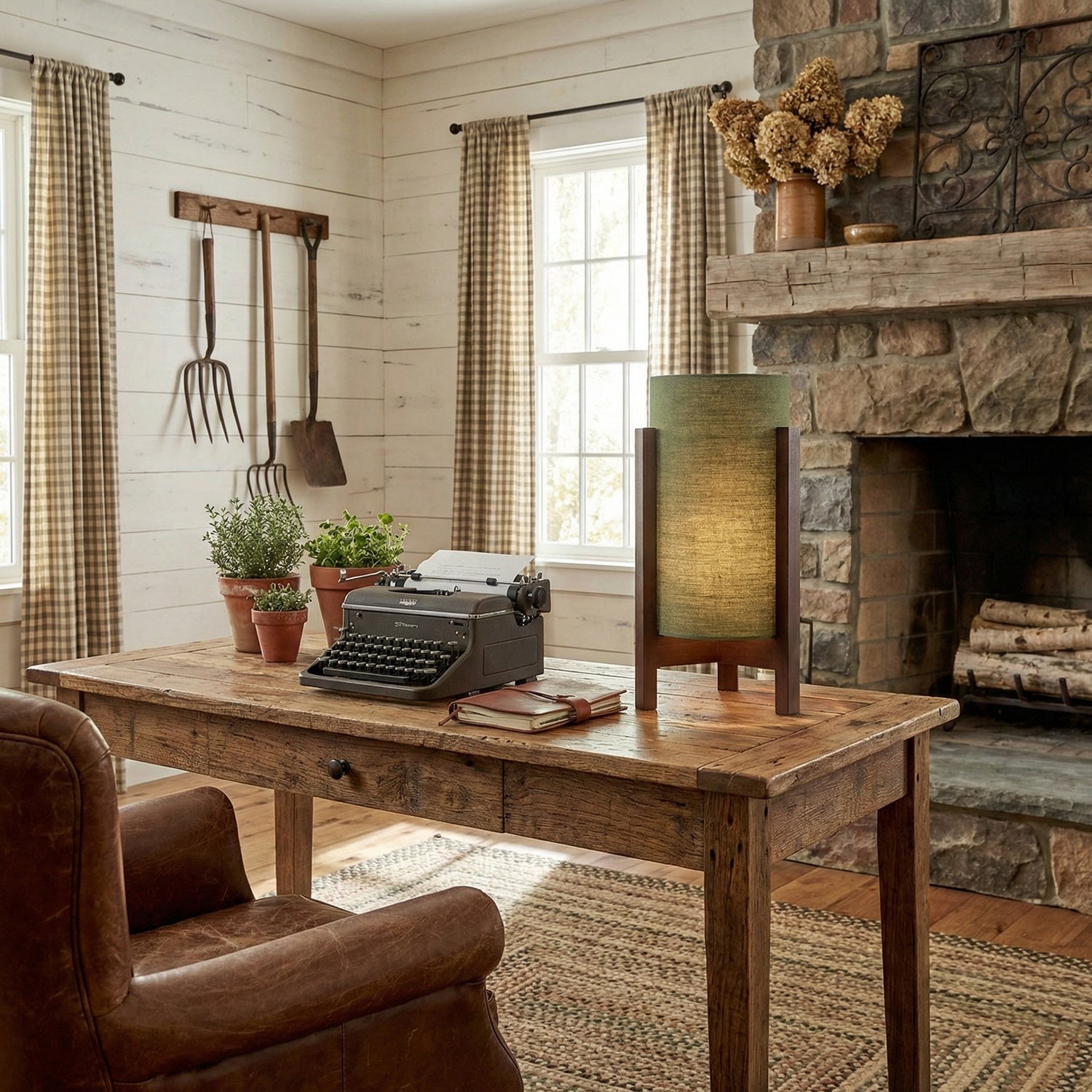 Aliyah Wood & Fabric Lantern Table Lamp