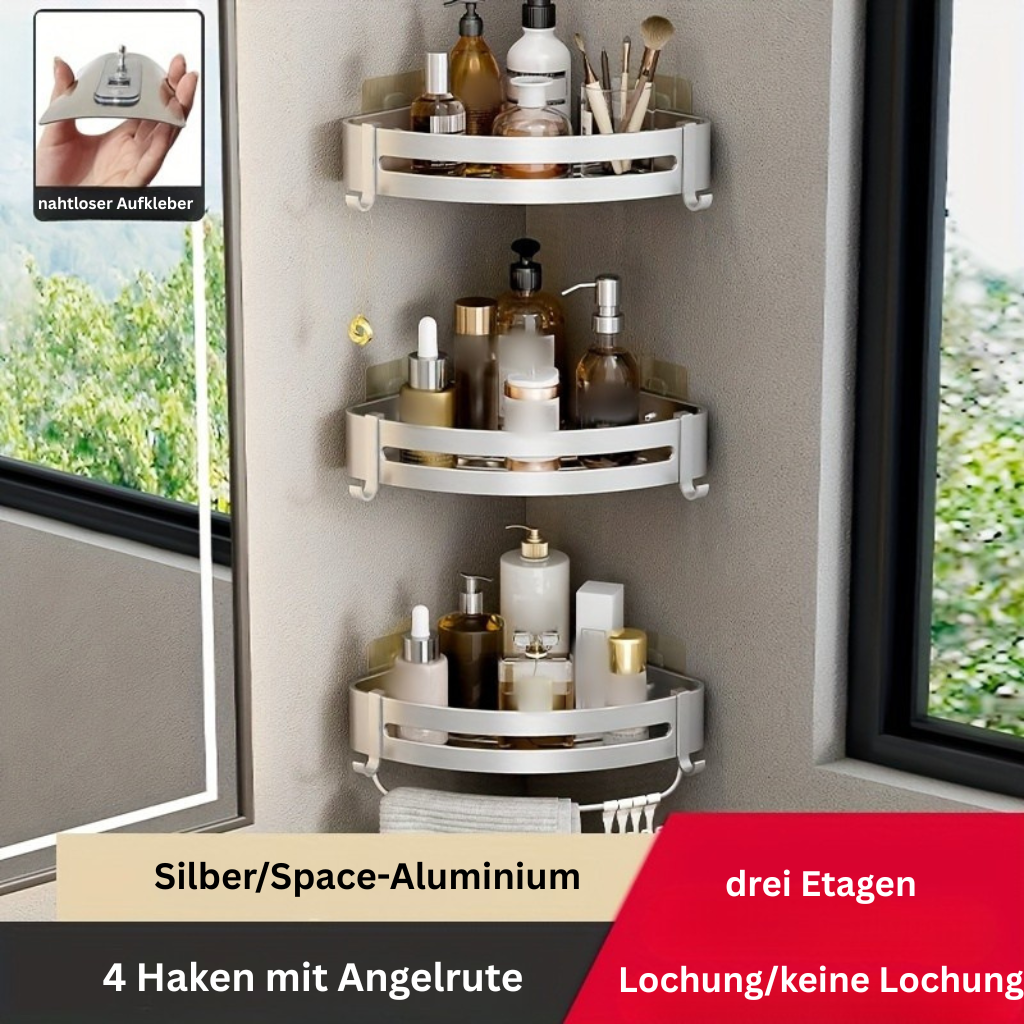 AluEcke: Wall Shelves for Bathrooms – Durable Aluminum Corner Shelf, Floating & Space-Saving for Cosmetics & Care Products