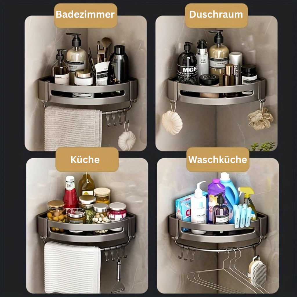 AluEcke: Wall Shelves for Bathrooms – Durable Aluminum Corner Shelf, Floating & Space-Saving for Cosmetics & Care Products
