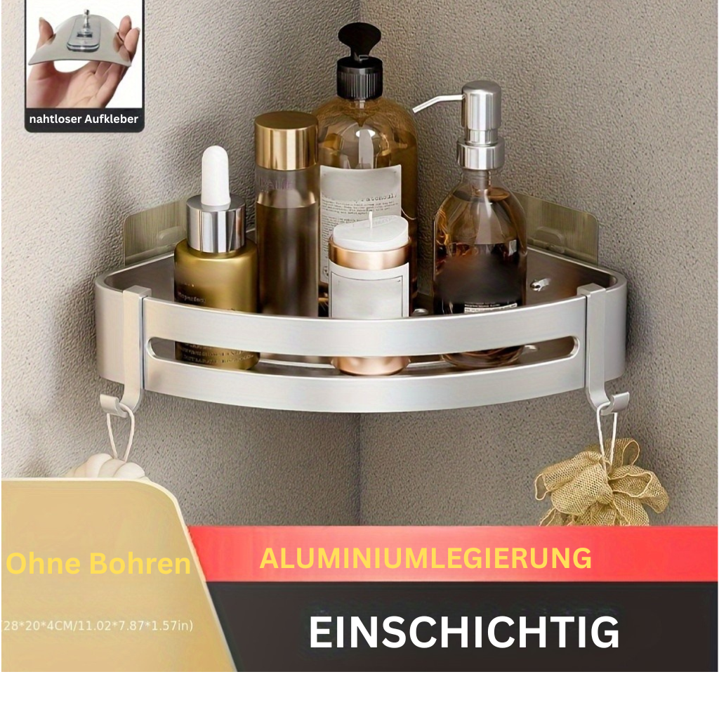 AluEcke: Wall Shelves for Bathrooms – Durable Aluminum Corner Shelf, Floating & Space-Saving for Cosmetics & Care Products