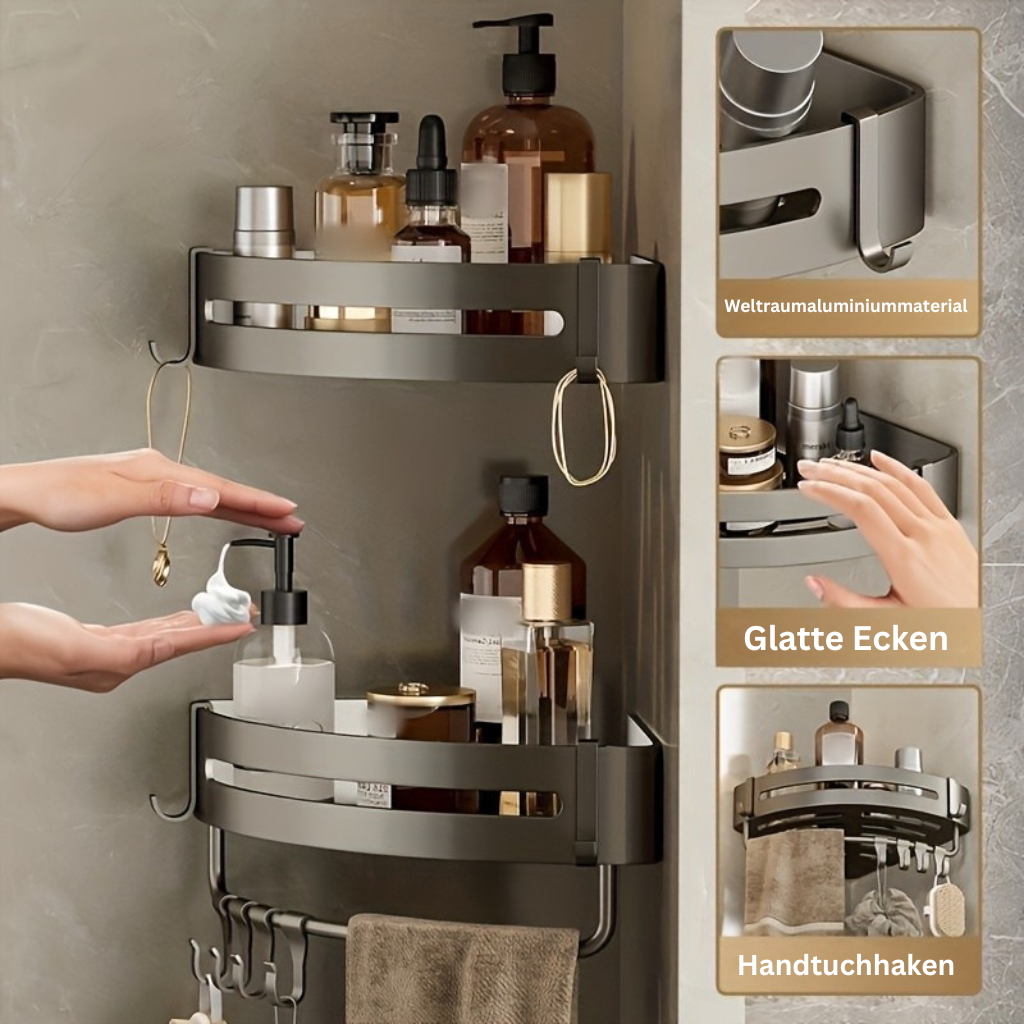 AluEcke: Wall Shelves for Bathrooms – Durable Aluminum Corner Shelf, Floating & Space-Saving for Cosmetics & Care Products