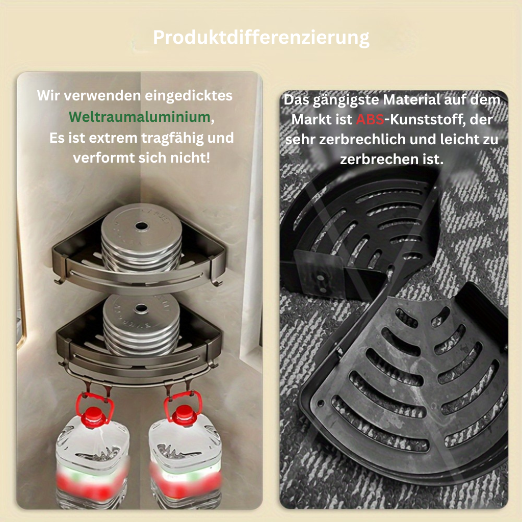 AluEcke: Wall Shelves for Bathrooms – Durable Aluminum Corner Shelf, Floating & Space-Saving for Cosmetics & Care Products