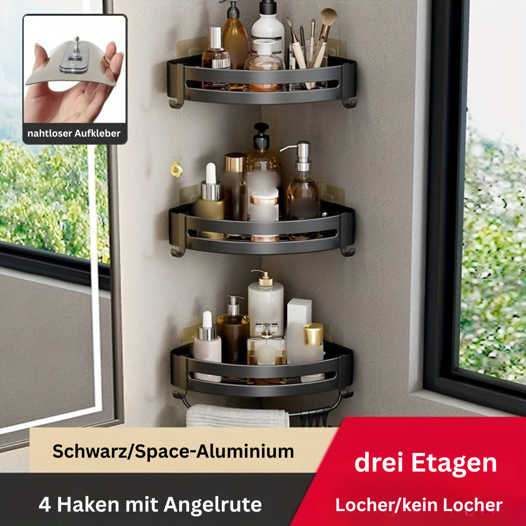 AluEcke: Wall Shelves for Bathrooms – Durable Aluminum Corner Shelf, Floating & Space-Saving for Cosmetics & Care Products