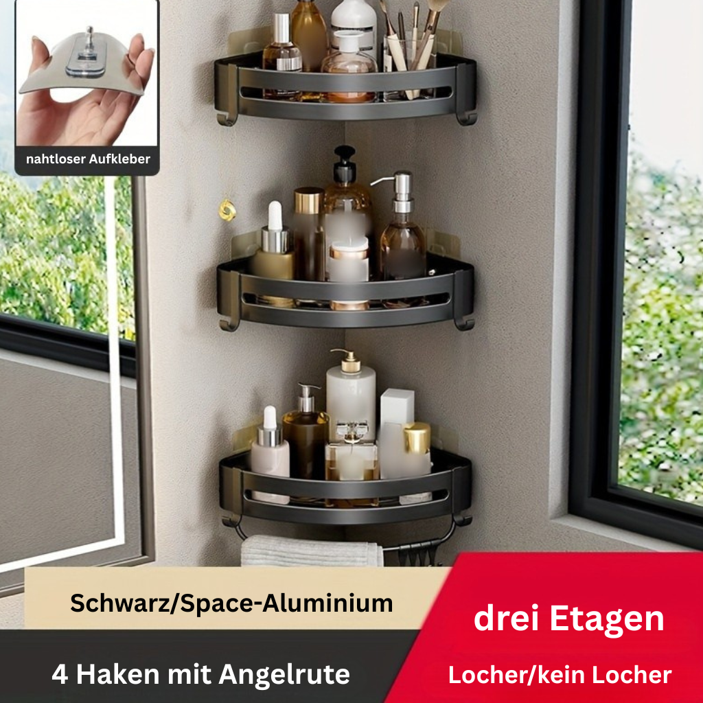 AluEcke: Wall Shelves for Bathrooms – Durable Aluminum Corner Shelf, Floating & Space-Saving for Cosmetics & Care Products