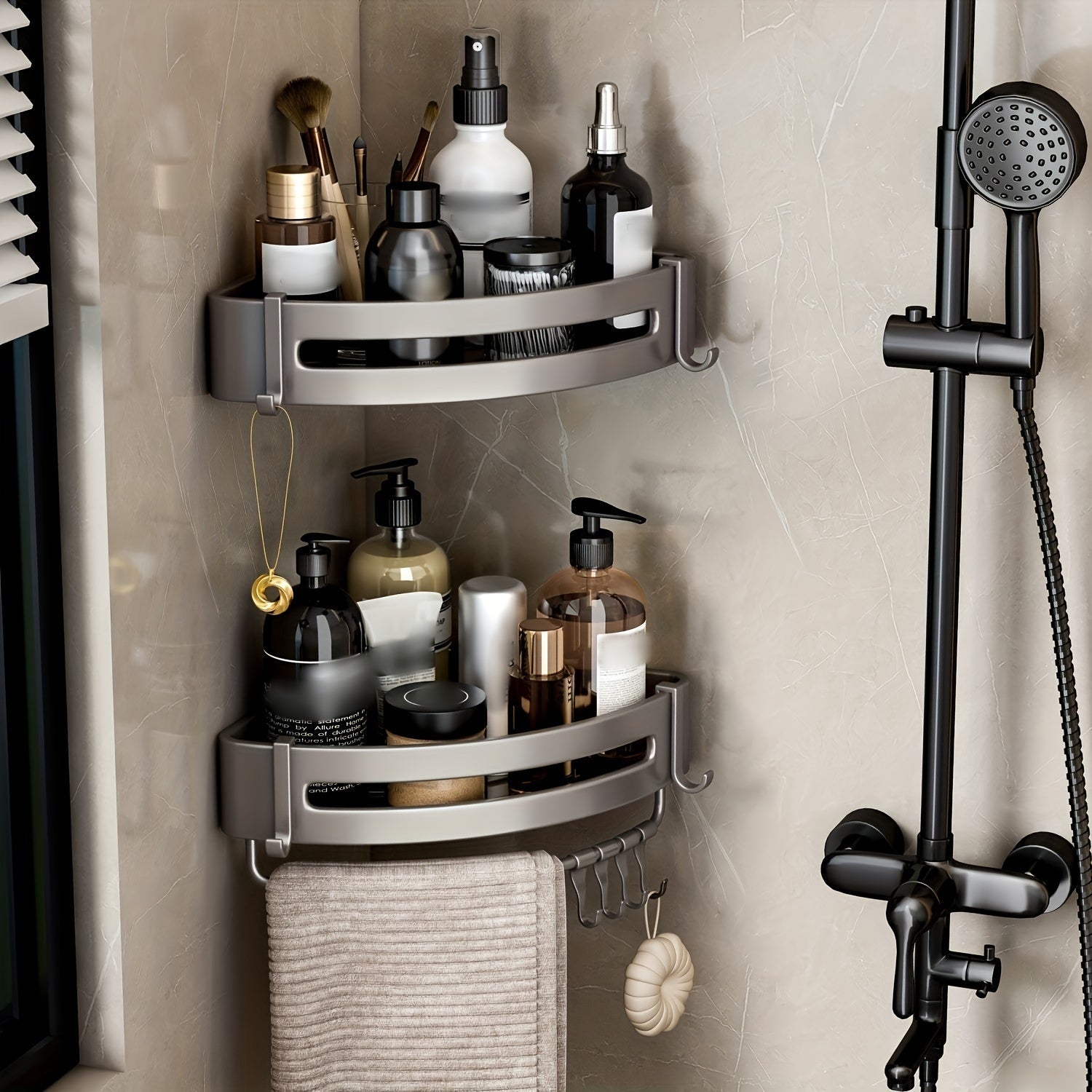 AluEcke: Wall Shelves for Bathrooms – Durable Aluminum Corner Shelf, Floating & Space-Saving for Cosmetics & Care Products