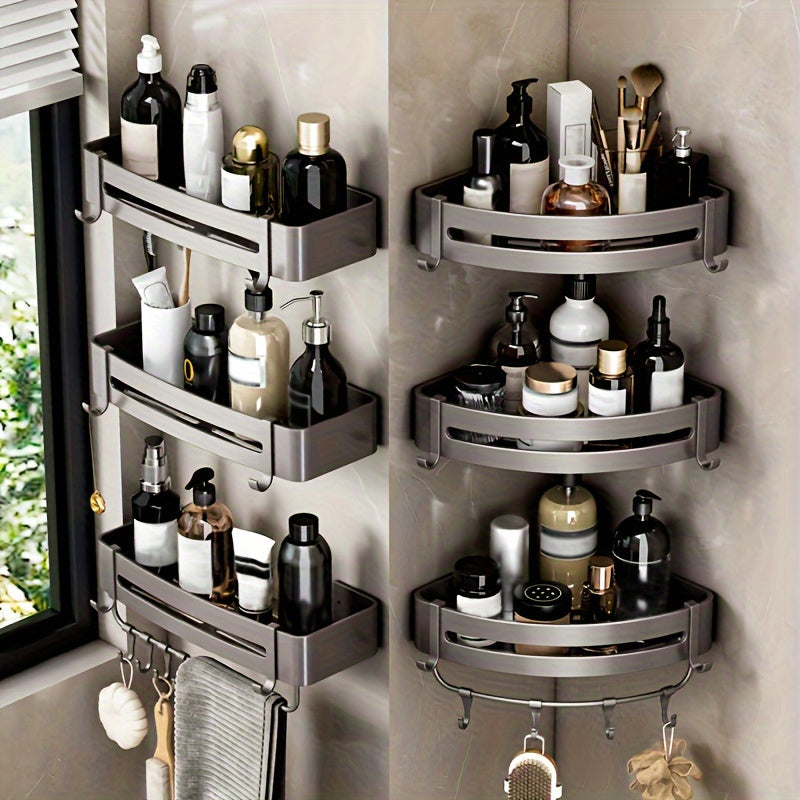 AluEcke: Wall Shelves for Bathrooms – Durable Aluminum Corner Shelf, Floating & Space-Saving for Cosmetics & Care Products