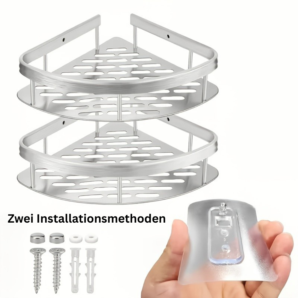 AluStark: Wall Shelf Bathroom – Modern Aluminum Corner Shelf, Multifunctional & Space-Saving, No Drilling Needed for Bathroom Organization