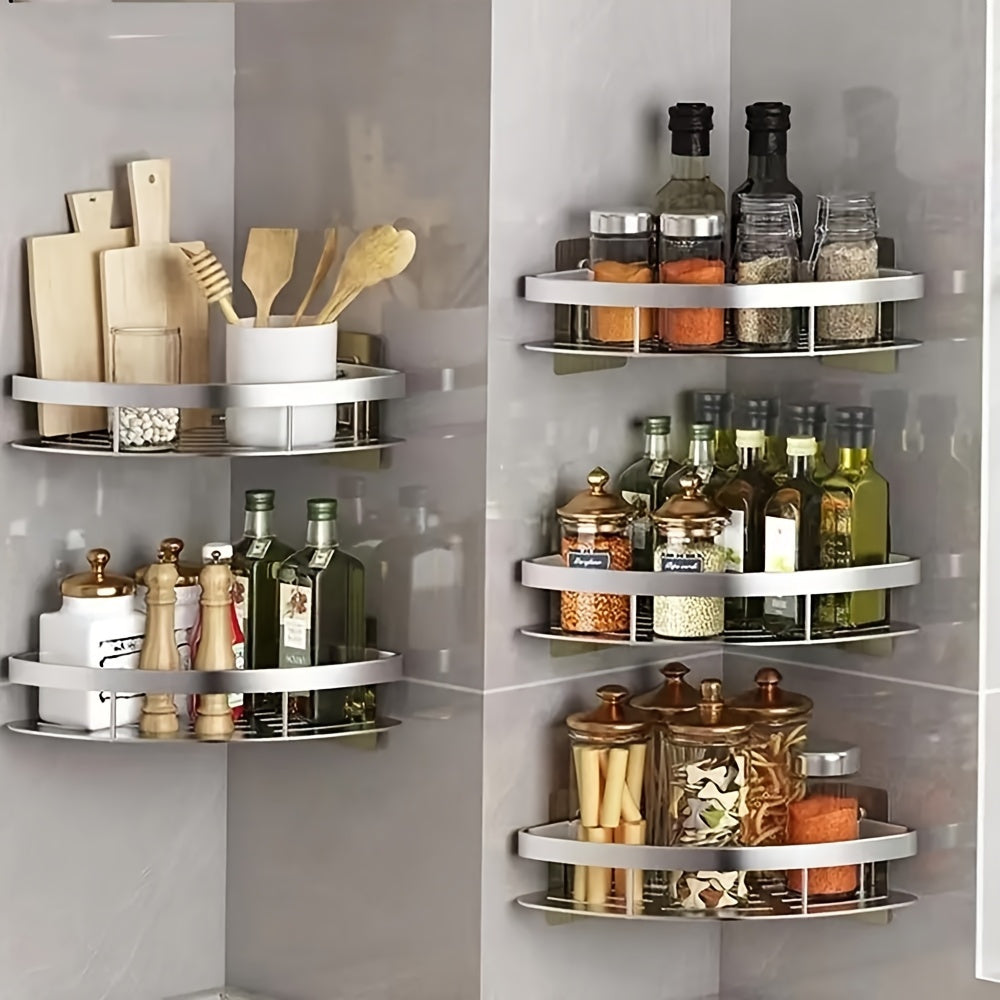 AluStark: Wall Shelf Bathroom – Modern Aluminum Corner Shelf, Multifunctional & Space-Saving, No Drilling Needed for Bathroom Organization