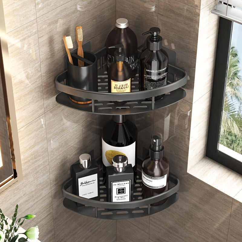 AluStark: Wall Shelf Bathroom – Modern Aluminum Corner Shelf, Multifunctional & Space-Saving, No Drilling Needed for Bathroom Organization