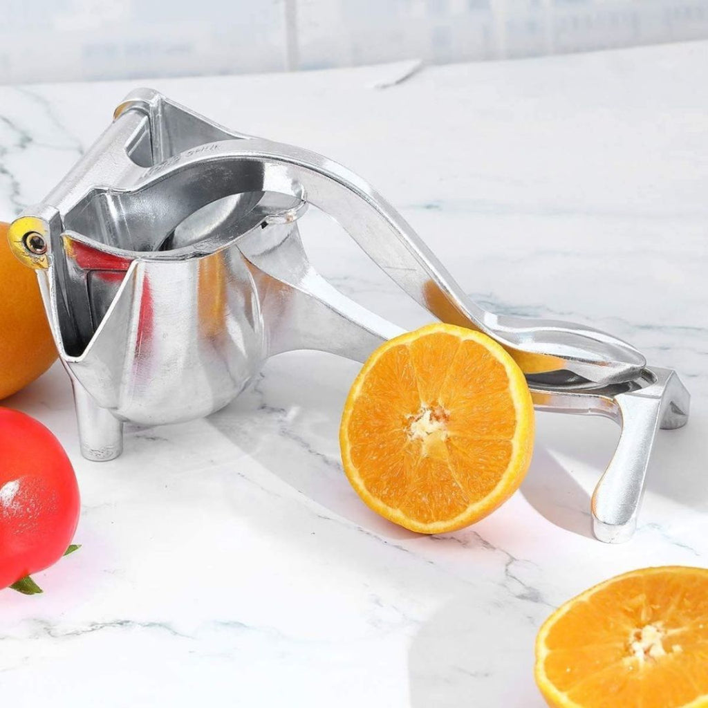 Stainless Steel Citrus Juicer with Ergonomic Grip for Effortless Lemon and Orange Juice Extraction - Durable Silver Citrus Press