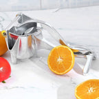 Stainless Steel Citrus Juicer with Ergonomic Grip for Effortless Lemon and Orange Juice Extraction - Durable Silver Citrus Press