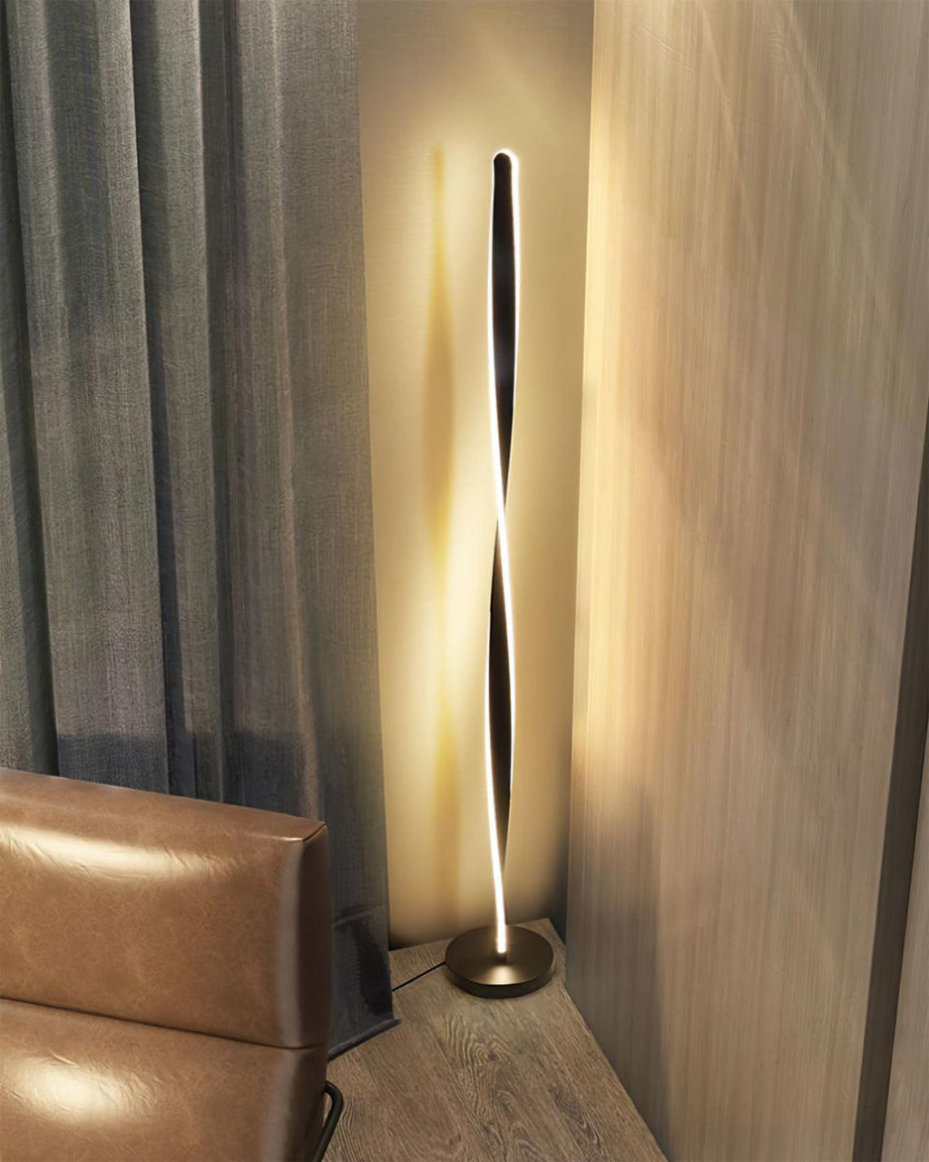 Twisted Aluminum Stick LED Floor Lamp, 3-Color