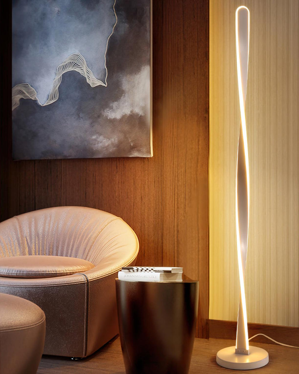 Twisted Aluminum Stick LED Floor Lamp, 3-Color