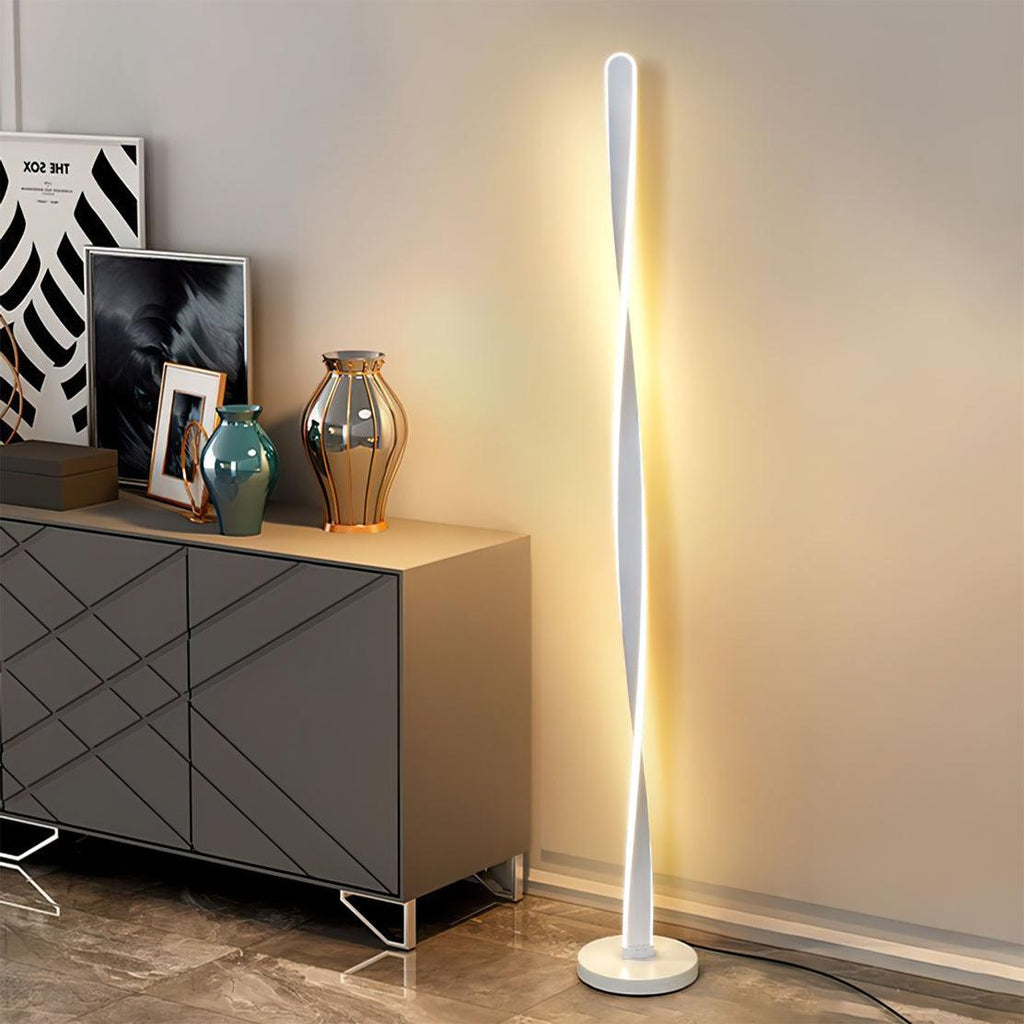 Twisted Aluminum Stick LED Floor Lamp, 3-Color