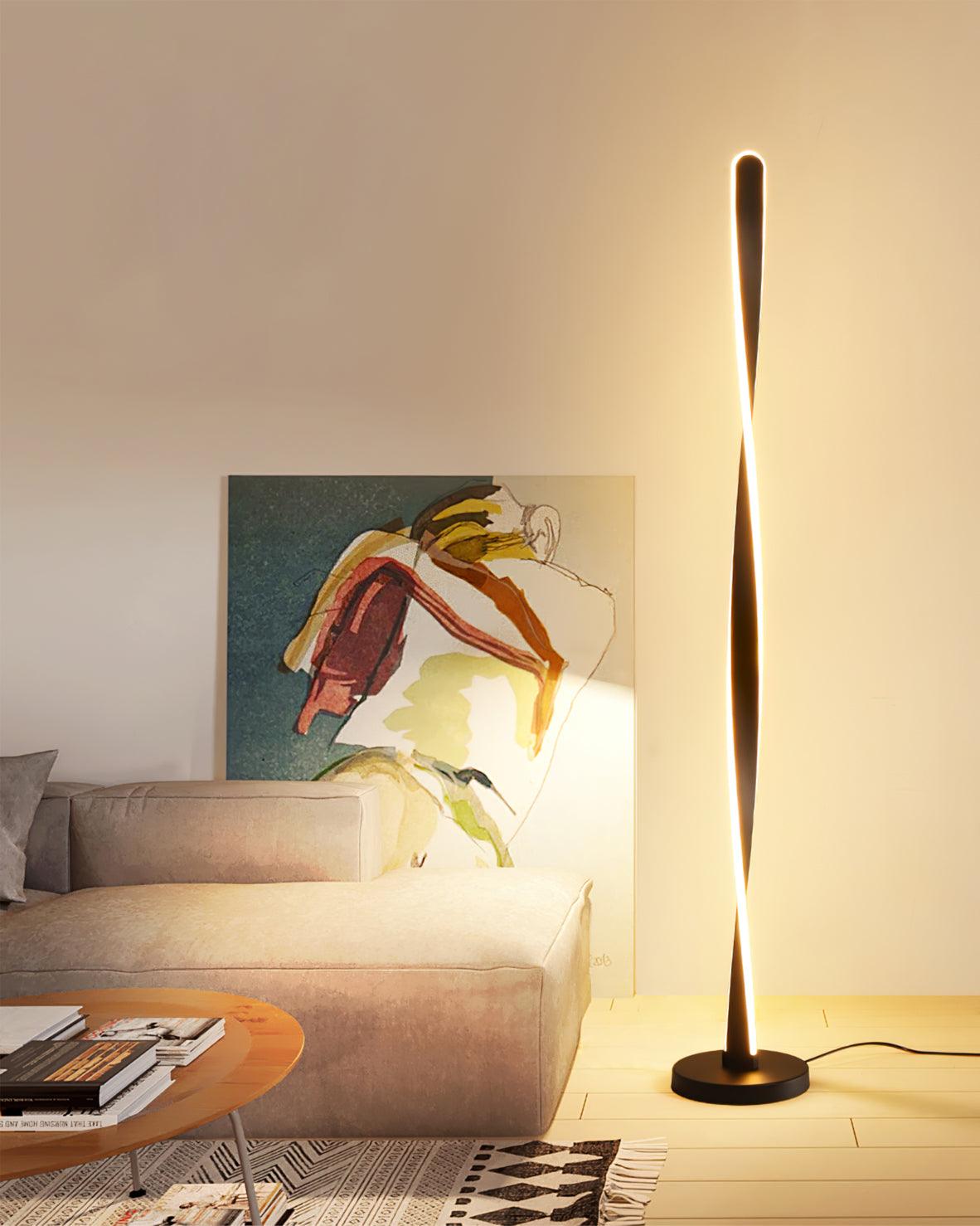 Twisted Aluminum Stick LED Floor Lamp, 3-Color