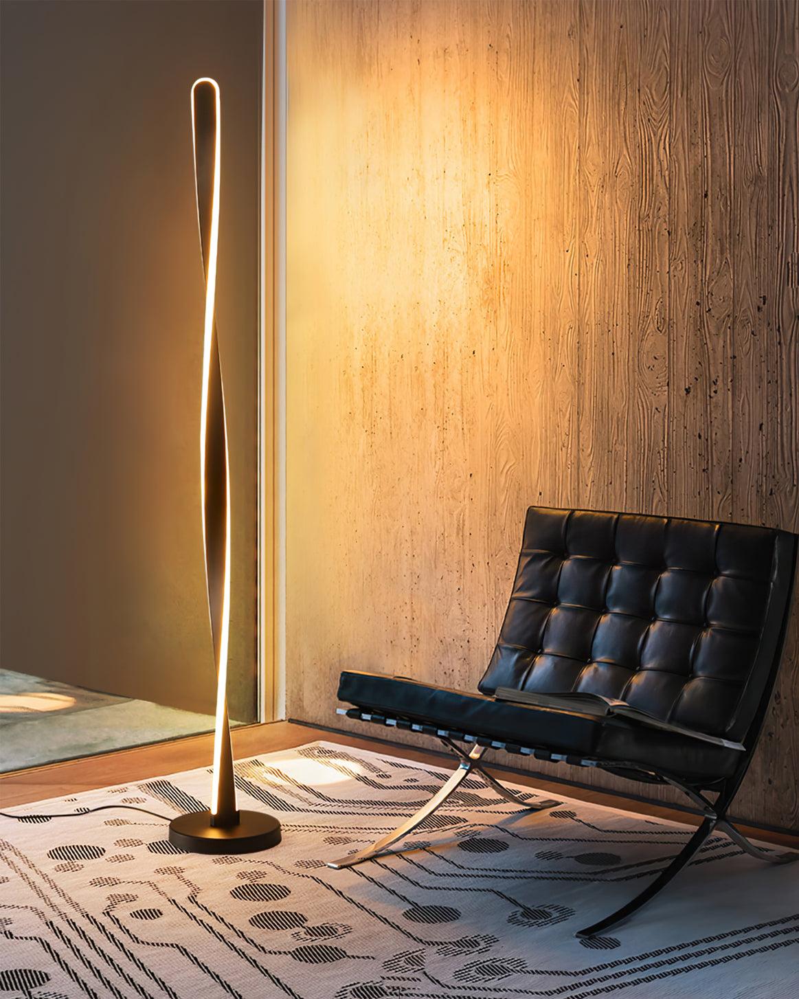 Twisted Aluminum Stick LED Floor Lamp, 3-Color