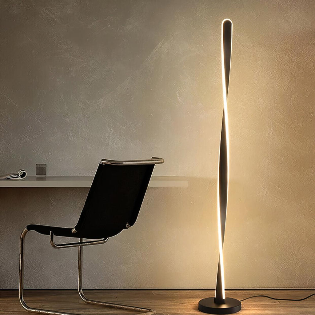 Twisted Aluminum Stick LED Floor Lamp, 3-Color