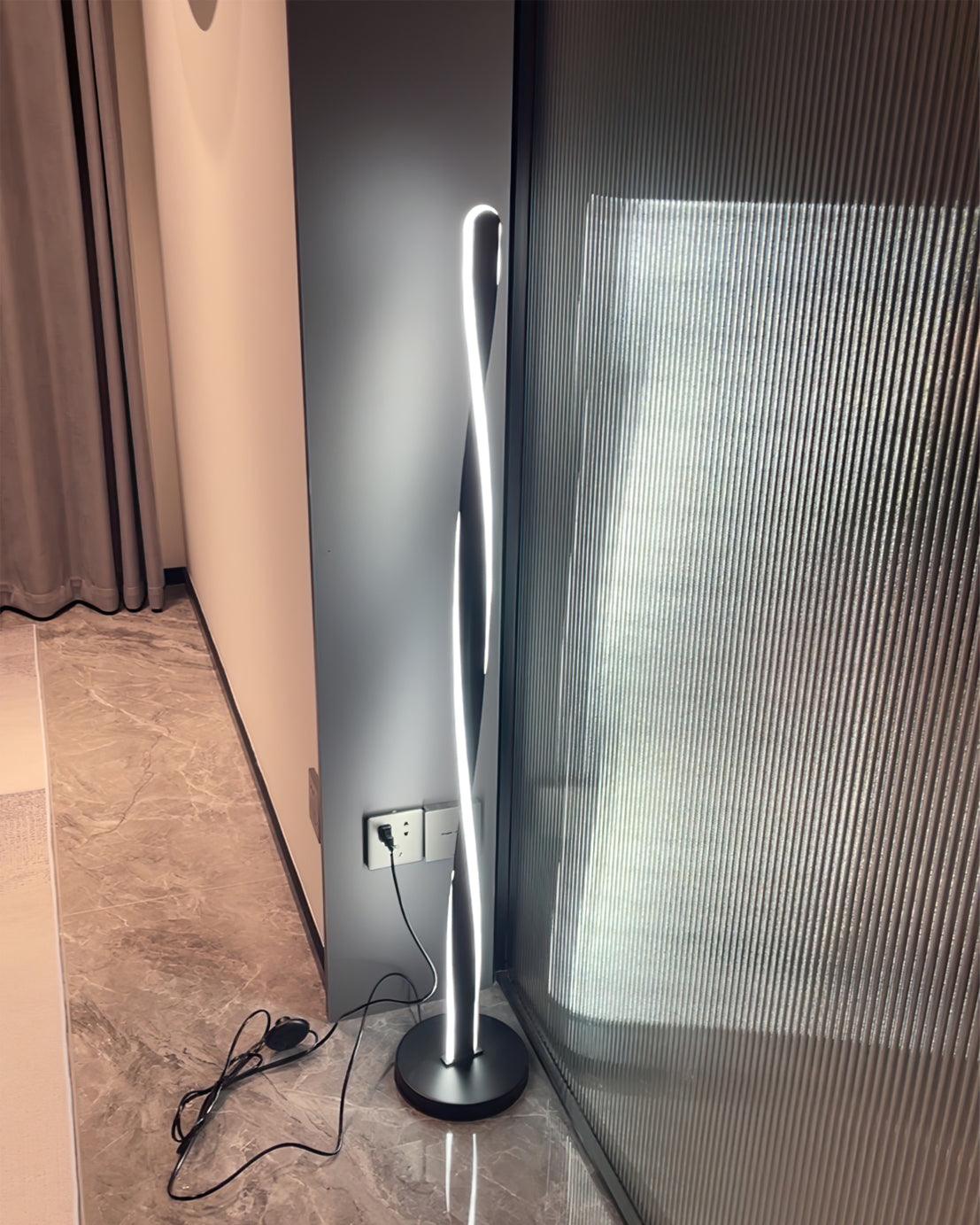 Twisted Aluminum Stick LED Floor Lamp, 3-Color