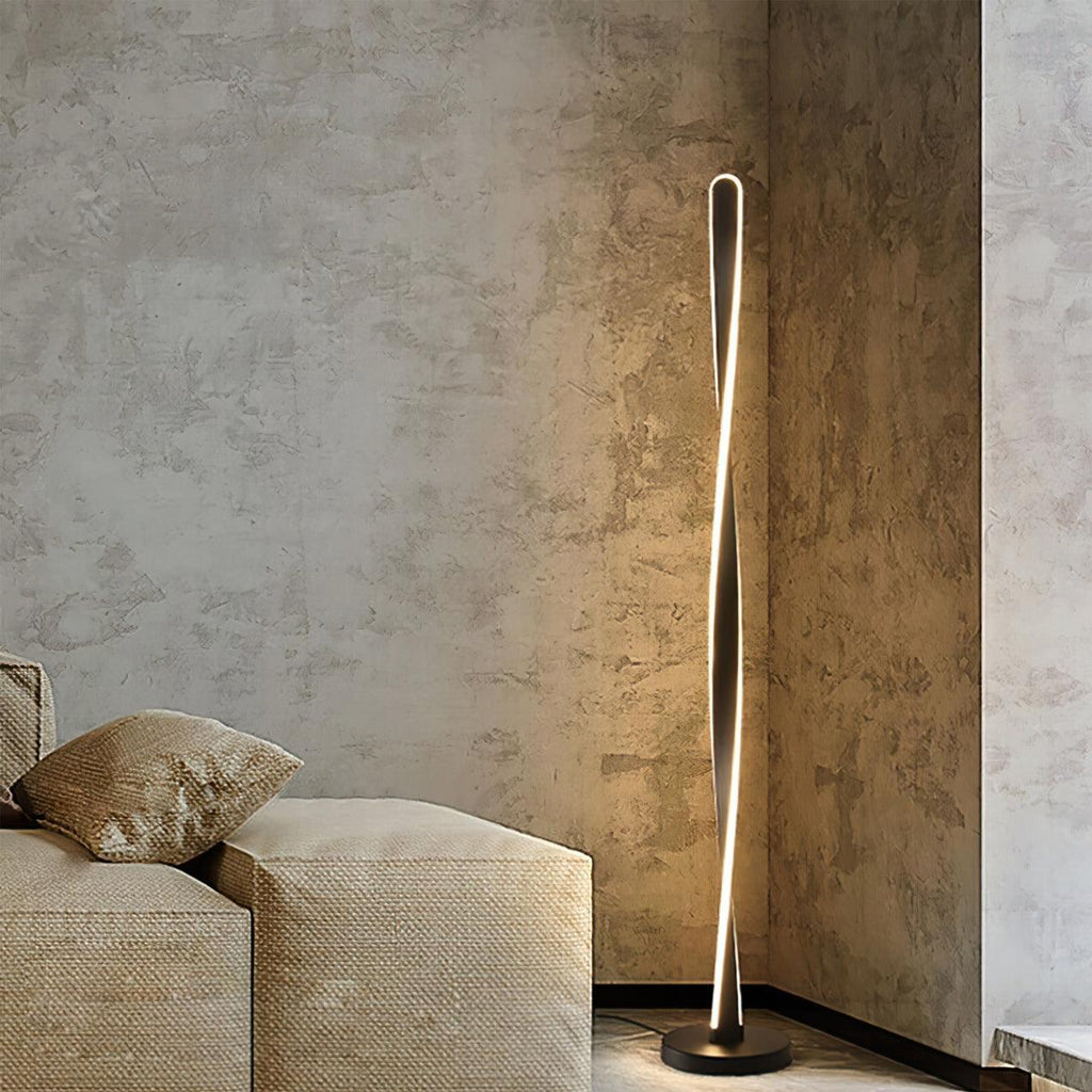 Twisted Aluminum Stick LED Floor Lamp, 3-Color
