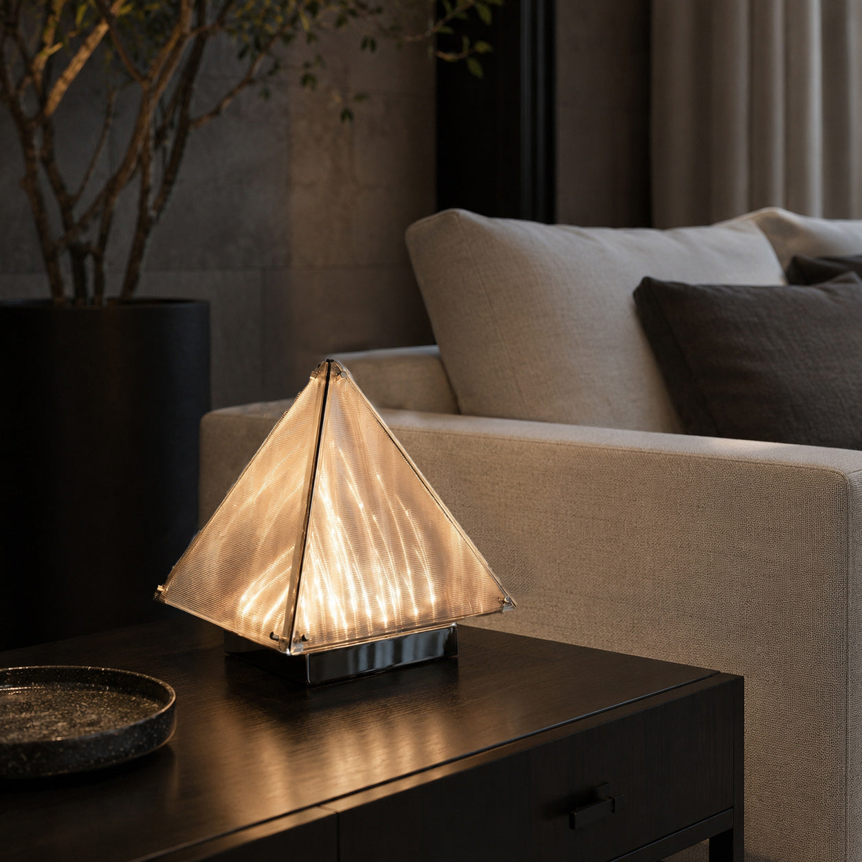 Alux Glass Pyramid LED Table Lamp