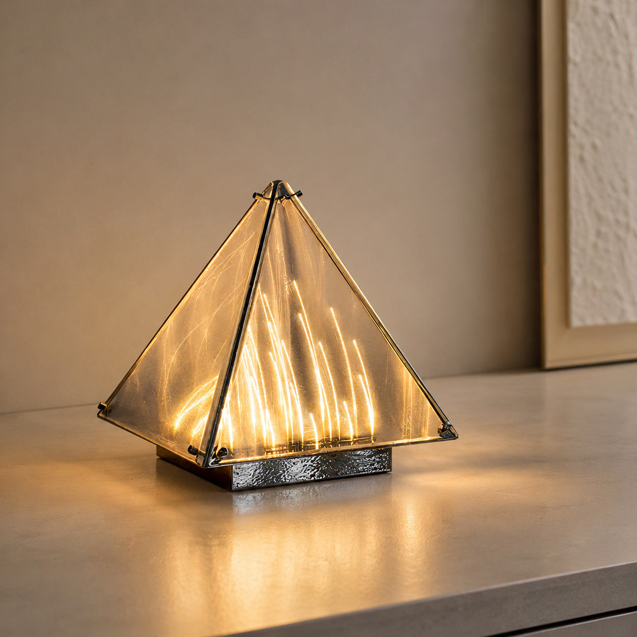 Alux Glass Pyramid LED Table Lamp