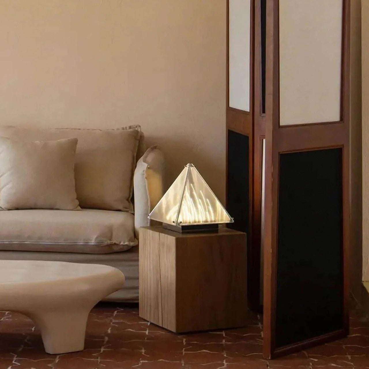 Alux Glass Pyramid LED Table Lamp