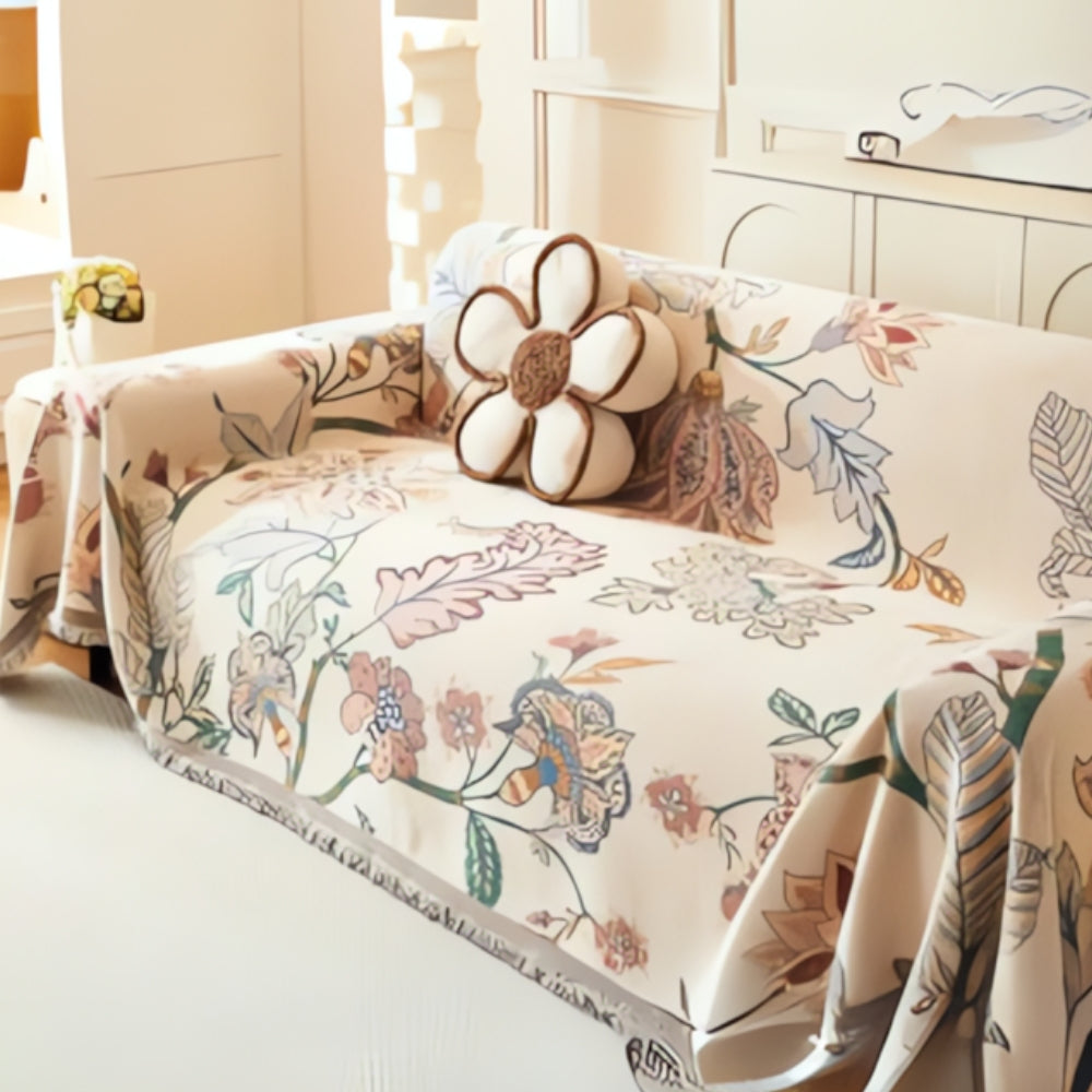 Amara: Sofa Cover with Floral Jacquard Pattern & Reversible Design – for Living Room & Couch