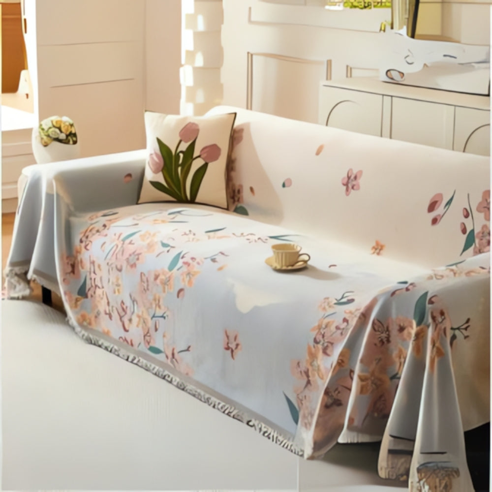 Amara: Sofa Cover with Floral Jacquard Pattern & Reversible Design – for Living Room & Couch
