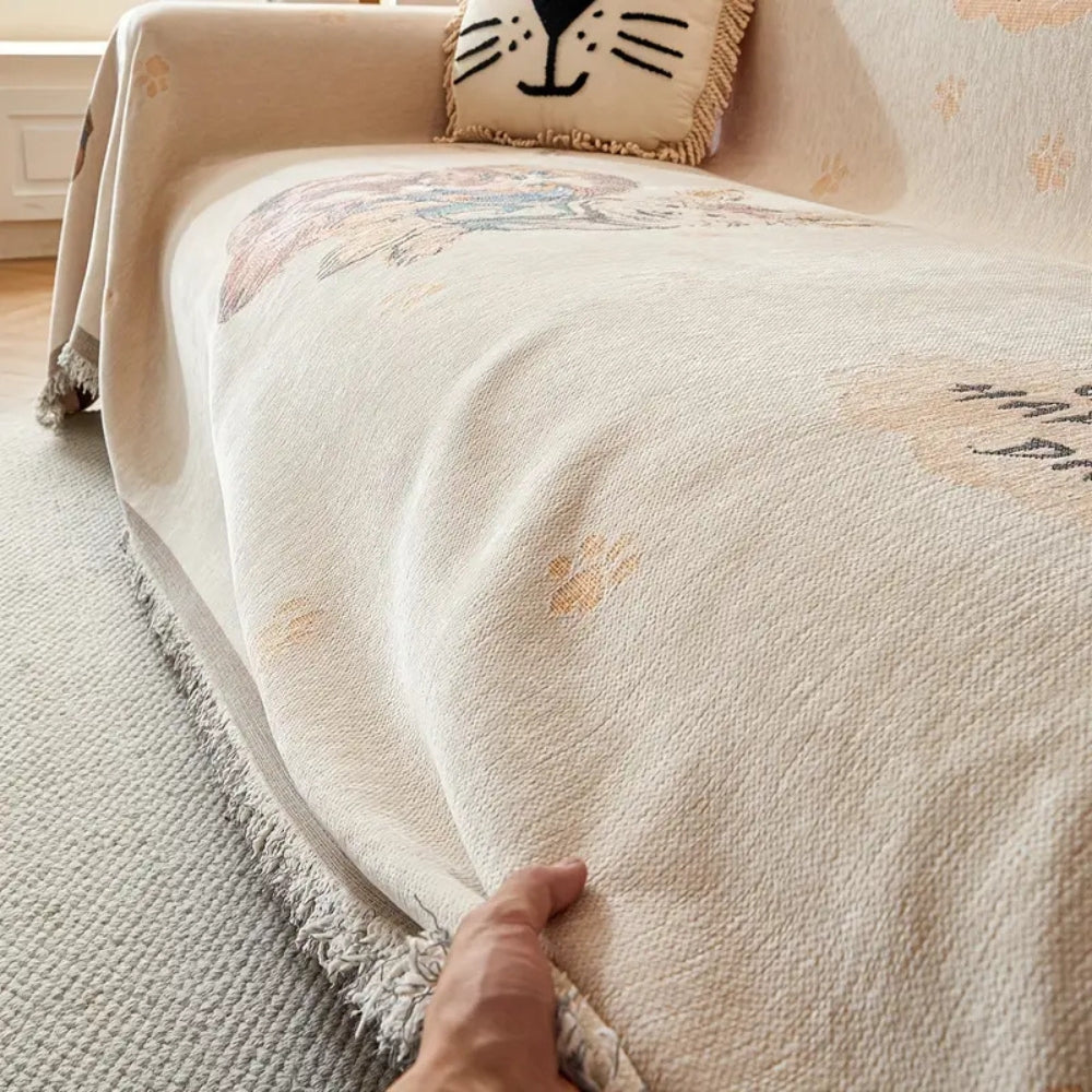 Amara: Sofa Cover with Floral Jacquard Pattern & Reversible Design – for Living Room & Couch