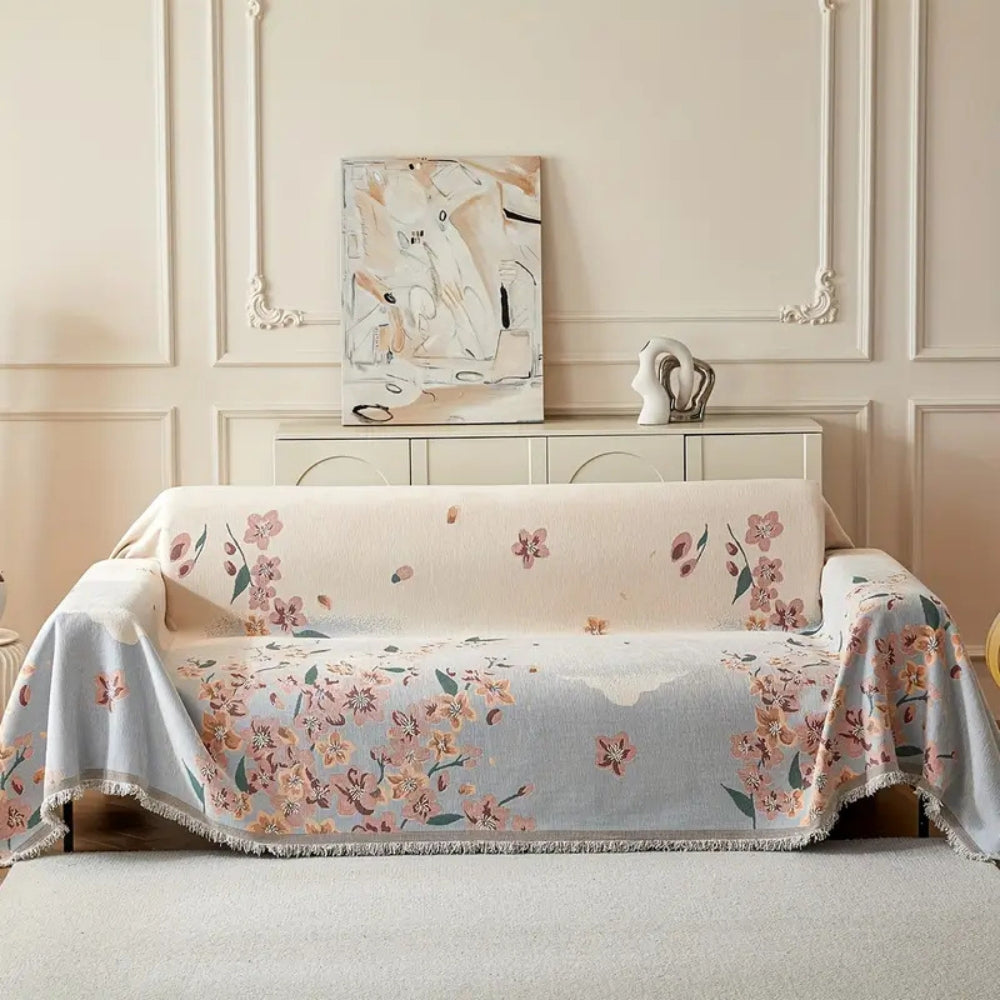 Amara: Sofa Cover with Floral Jacquard Pattern & Reversible Design – for Living Room & Couch