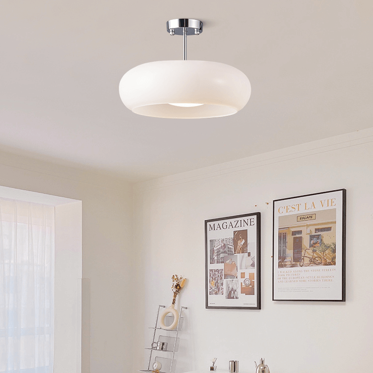AmberGlow: Vintage Ceiling Light with Orange Glass Dome – Warm Retro Light for Living Room & Dining Room
