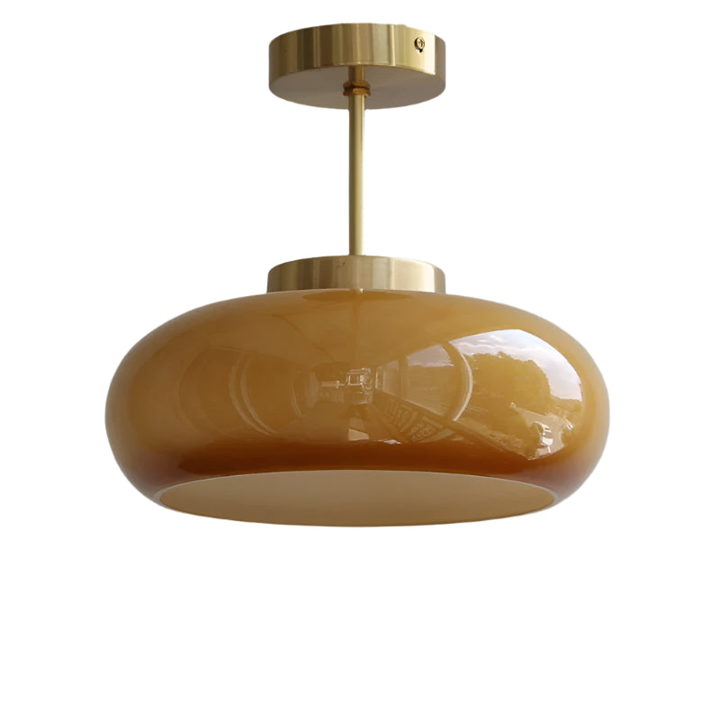 AmberGlow: Vintage Ceiling Light with Orange Glass Dome – Warm Retro Light for Living Room & Dining Room