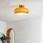 AmberLight: Round Glass Ceiling Lamp in Warm Amber Tone