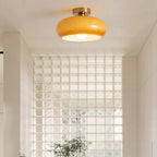 AmberLight: Round Glass Ceiling Lamp in Warm Amber Tone