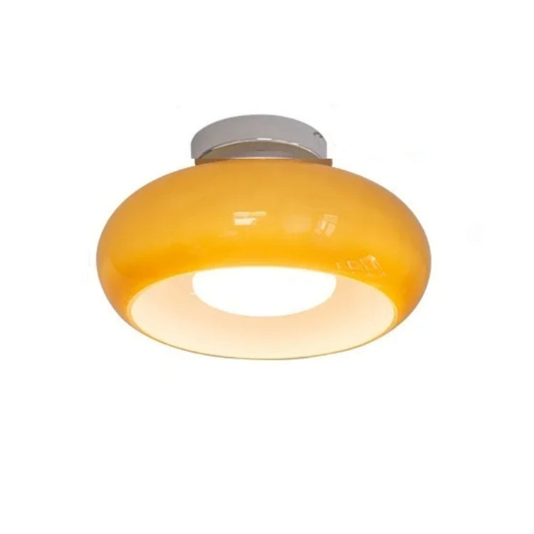 AmberLight: Round Glass Ceiling Lamp in Warm Amber Tone