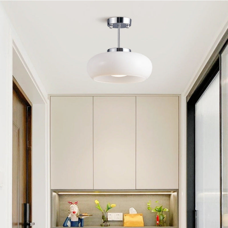 AmberLight: Round Glass Ceiling Lamp in Warm Amber Tone