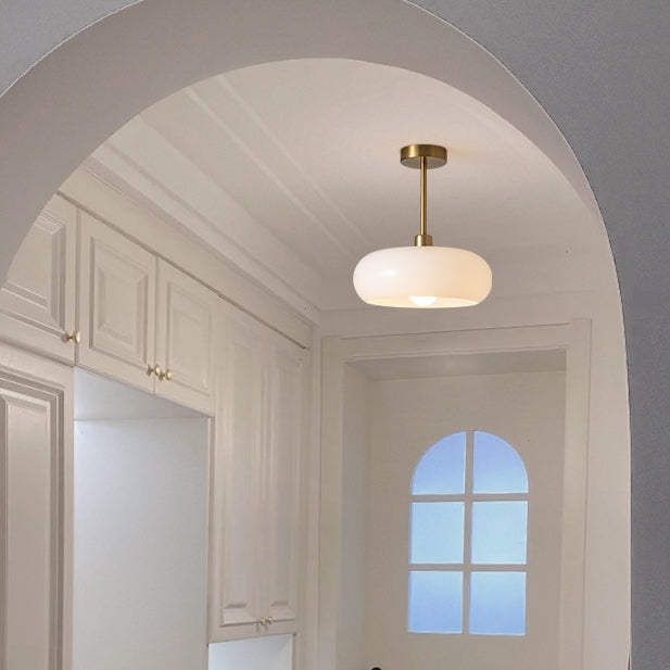 AmberLight: Round Glass Ceiling Lamp in Warm Amber Tone