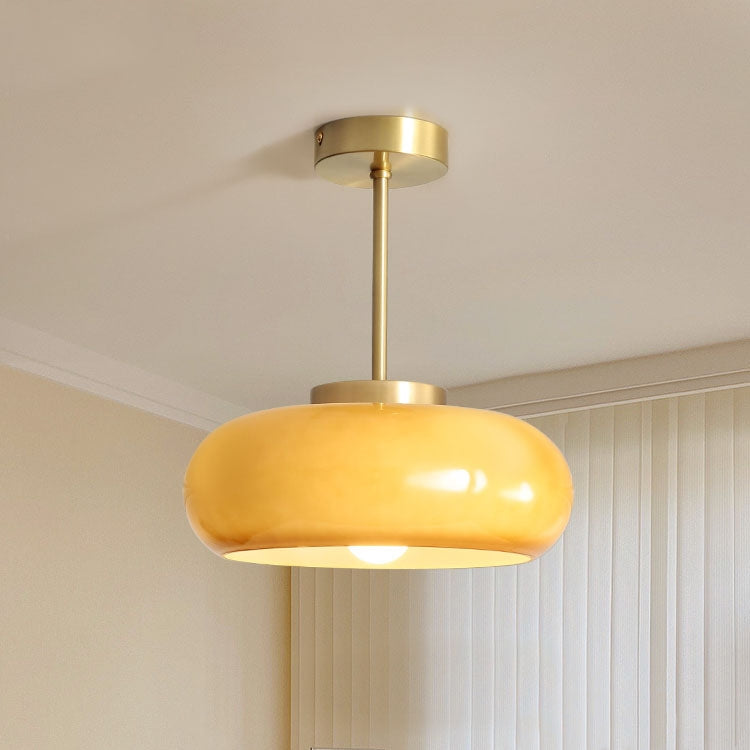 AmberLight: Round Glass Ceiling Lamp in Warm Amber Tone