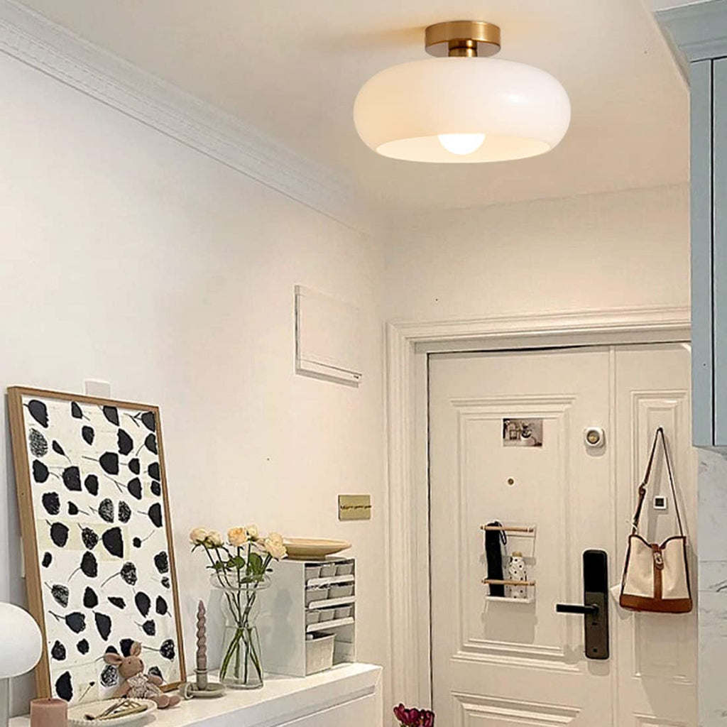 AmberLight: Round Glass Ceiling Lamp in Warm Amber Tone