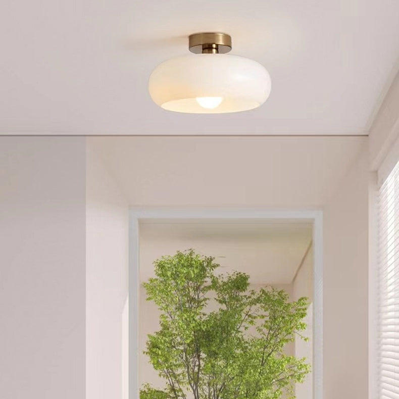 AmberLight: Round Glass Ceiling Lamp in Warm Amber Tone