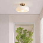 AmberLight: Round Glass Ceiling Lamp in Warm Amber Tone