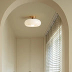 AmberLight: Round Glass Ceiling Lamp in Warm Amber Tone